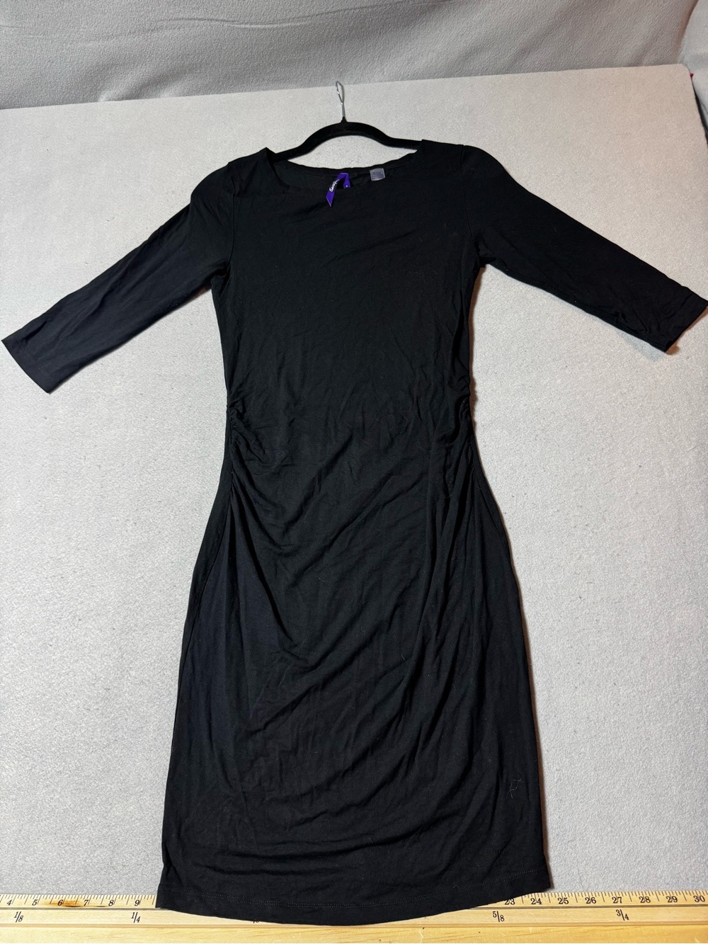 Seraphine Maternity Black Ruched 3/4 Sleeve Dress Size S